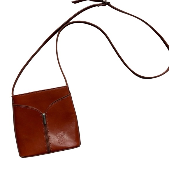 Italian Leather Front Zip Crossbody Purse - Picture 1 of 8